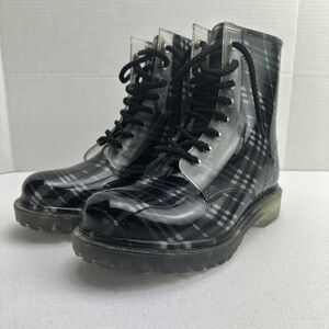 Dirty Laundry Combat Rain Boots Plaid Women’s  9 Punk Rockabilly 90’s